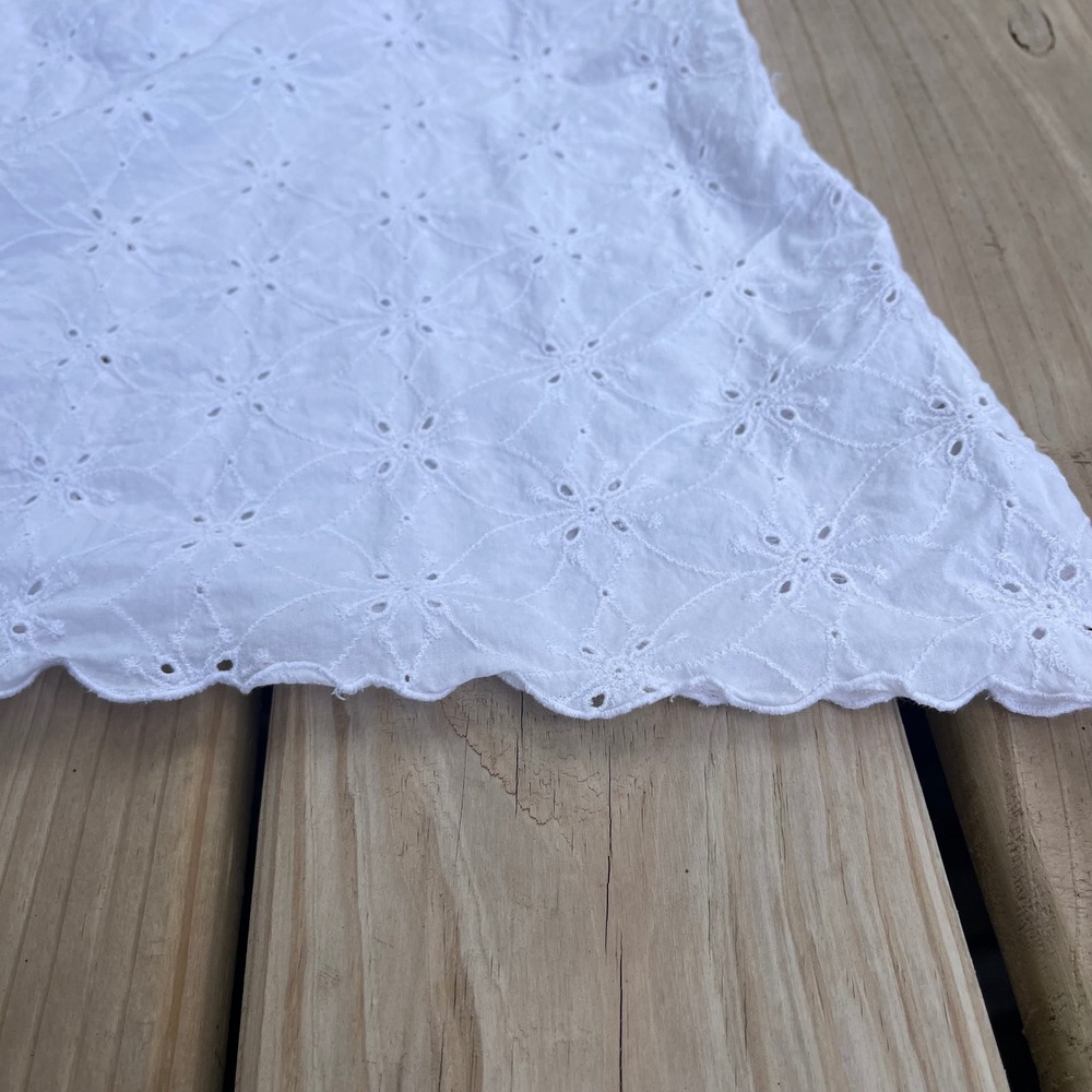 J. Jill Sleeveless Blouse Shirt Tank Top White Eyelet Lace Scallop Hem Cotton XL - Picture 3 of 5